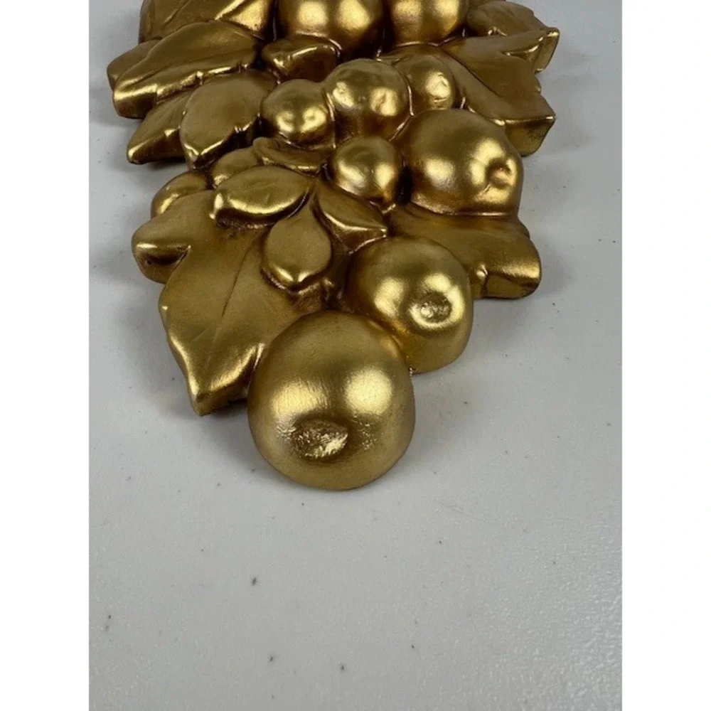 Vintage Roman Art Co Gold Fruit Wall‎ Chalkware Resin Plaque Mid Century 14 Inch